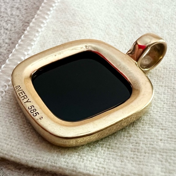 14k gold James Avery onyx black square chiclet-shape, generous think bale LUXURY - Picture 11 of 14